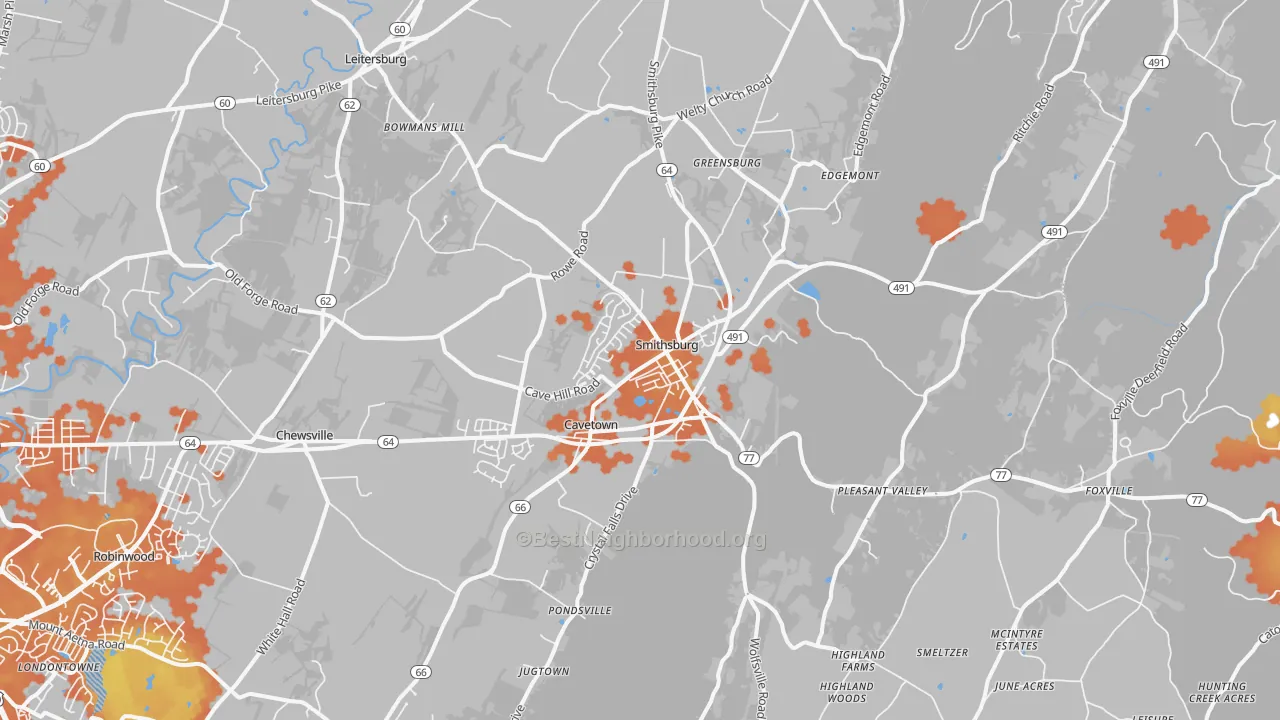 Bike Grade map of Smithsburg, MD