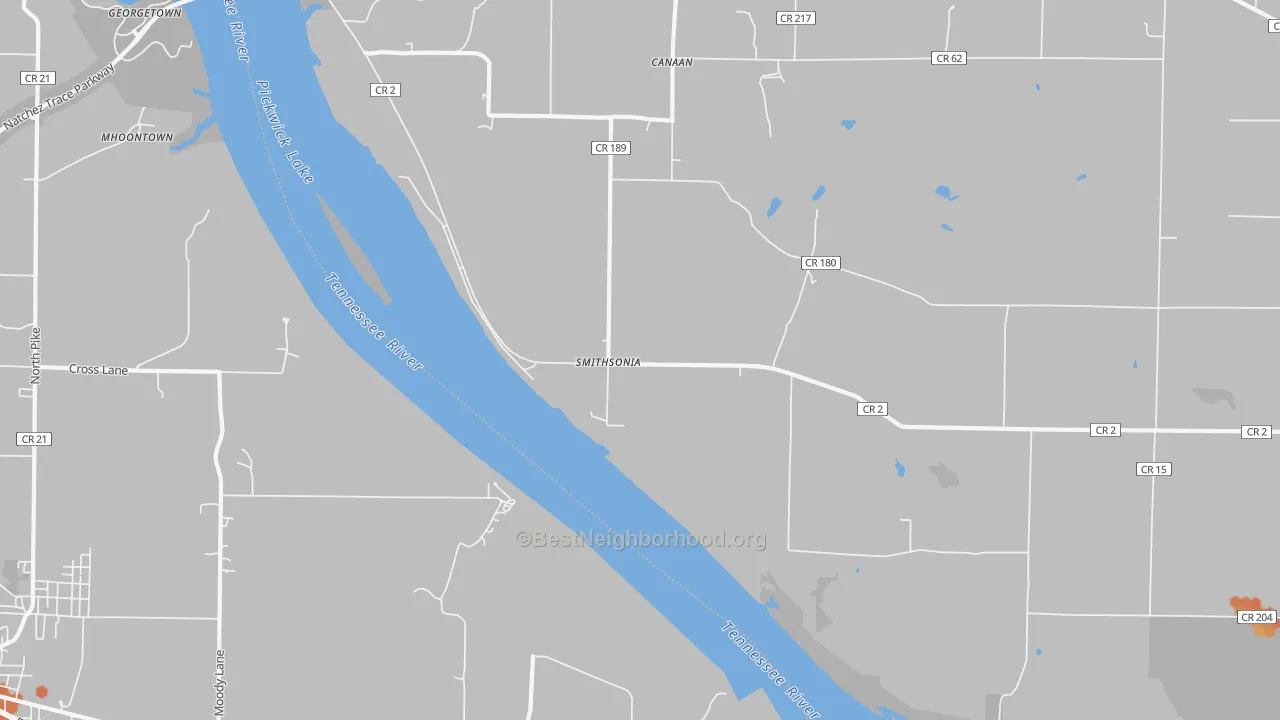 Bike Grade map of Smithsonia, AL