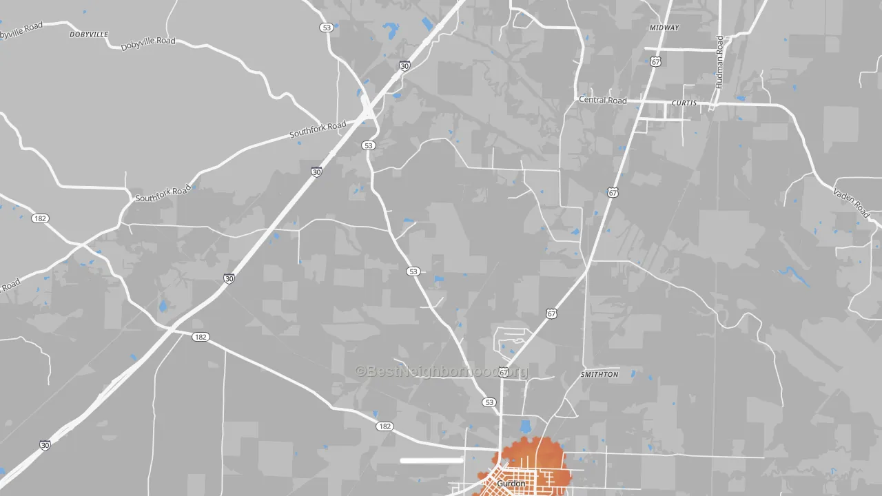 Bike Grade map of Smithton, AR