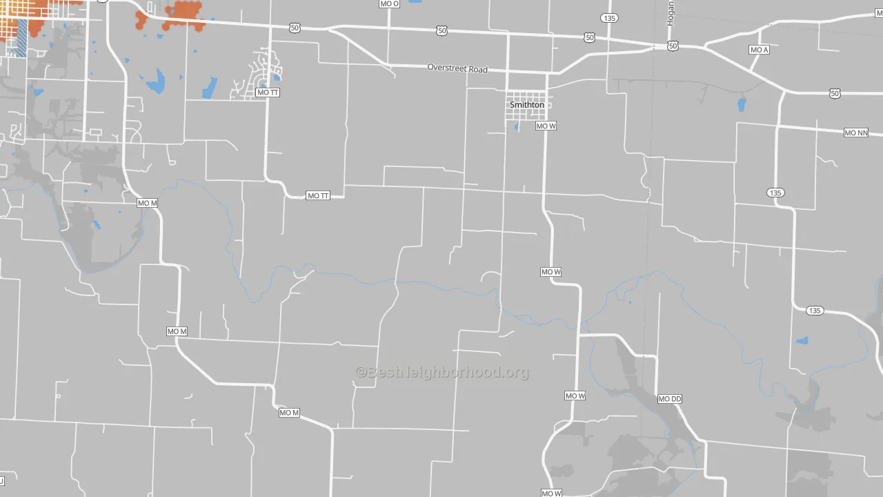 Bike Grade map of Smithton, MO