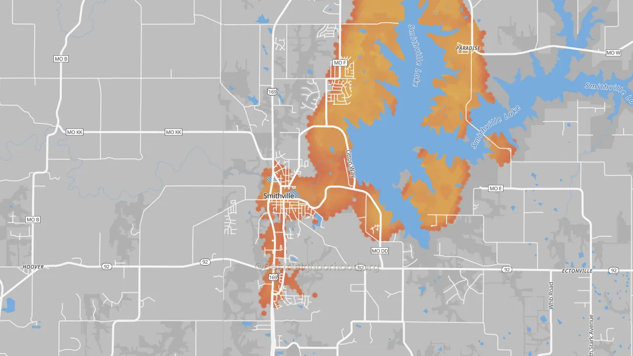 Bike Grade map of Smithville, MO