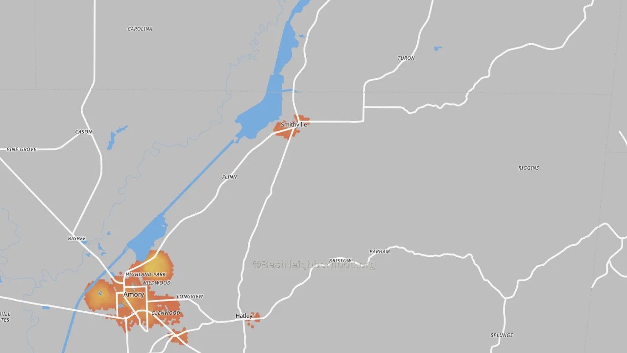 Bike Grade map of Smithville, MS