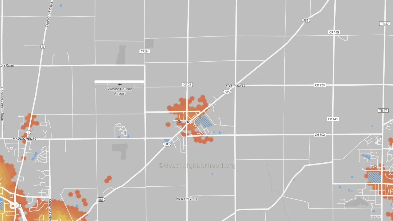 Bike Grade map of Smithville, OH