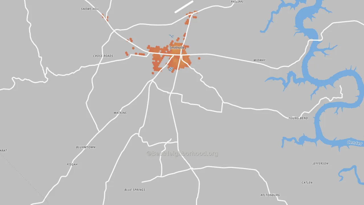 Bike Grade map of Smithville, TN