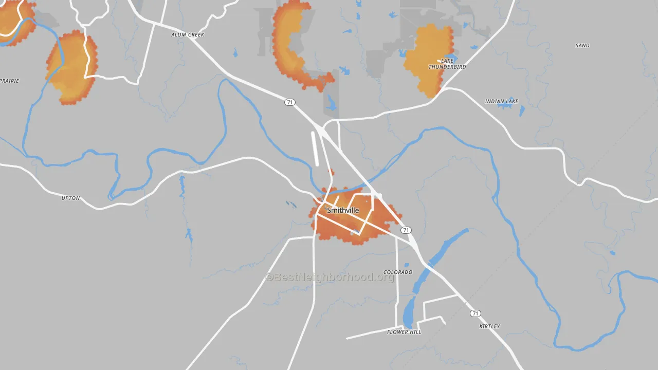 Bike Grade map of Smithville, TX
