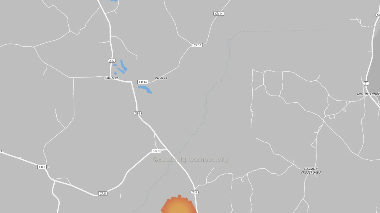 Bike Grade map of Smuteye, AL