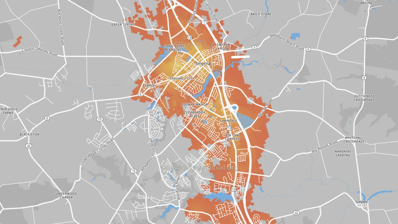 Bike Grade map of Smyrna, DE