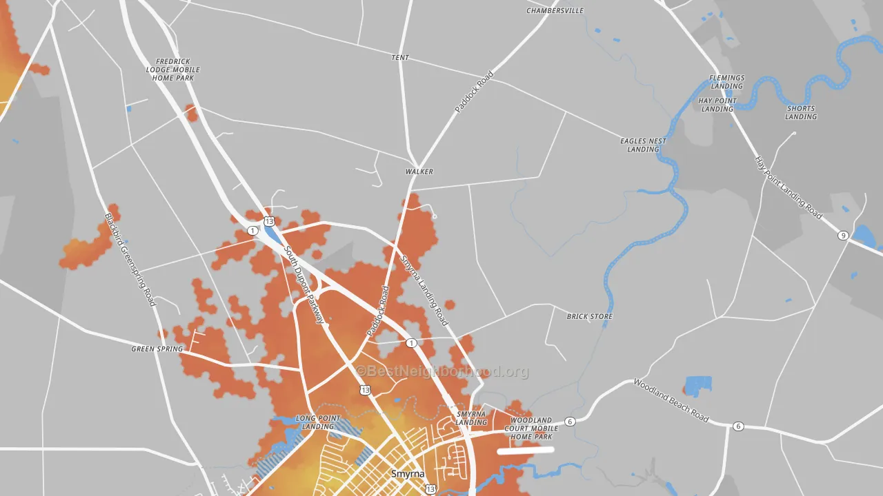 Bike Grade map of Smyrna Landing, DE