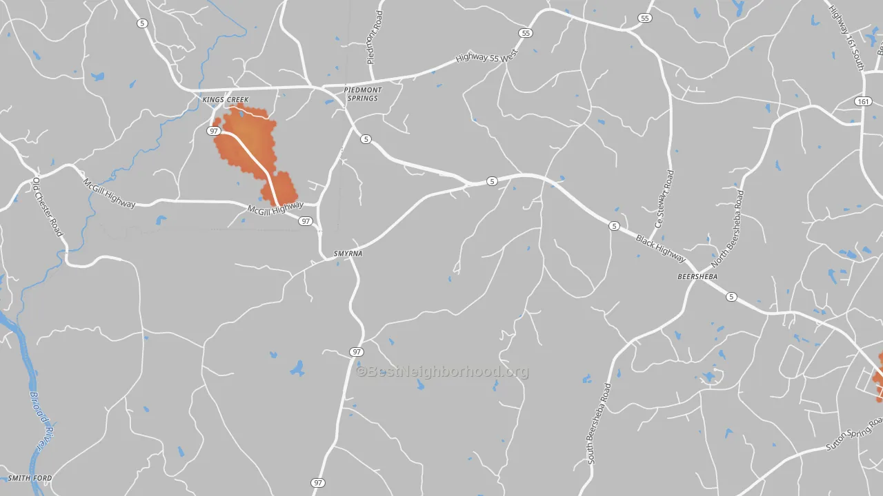 Bike Grade map of Smyrna, SC