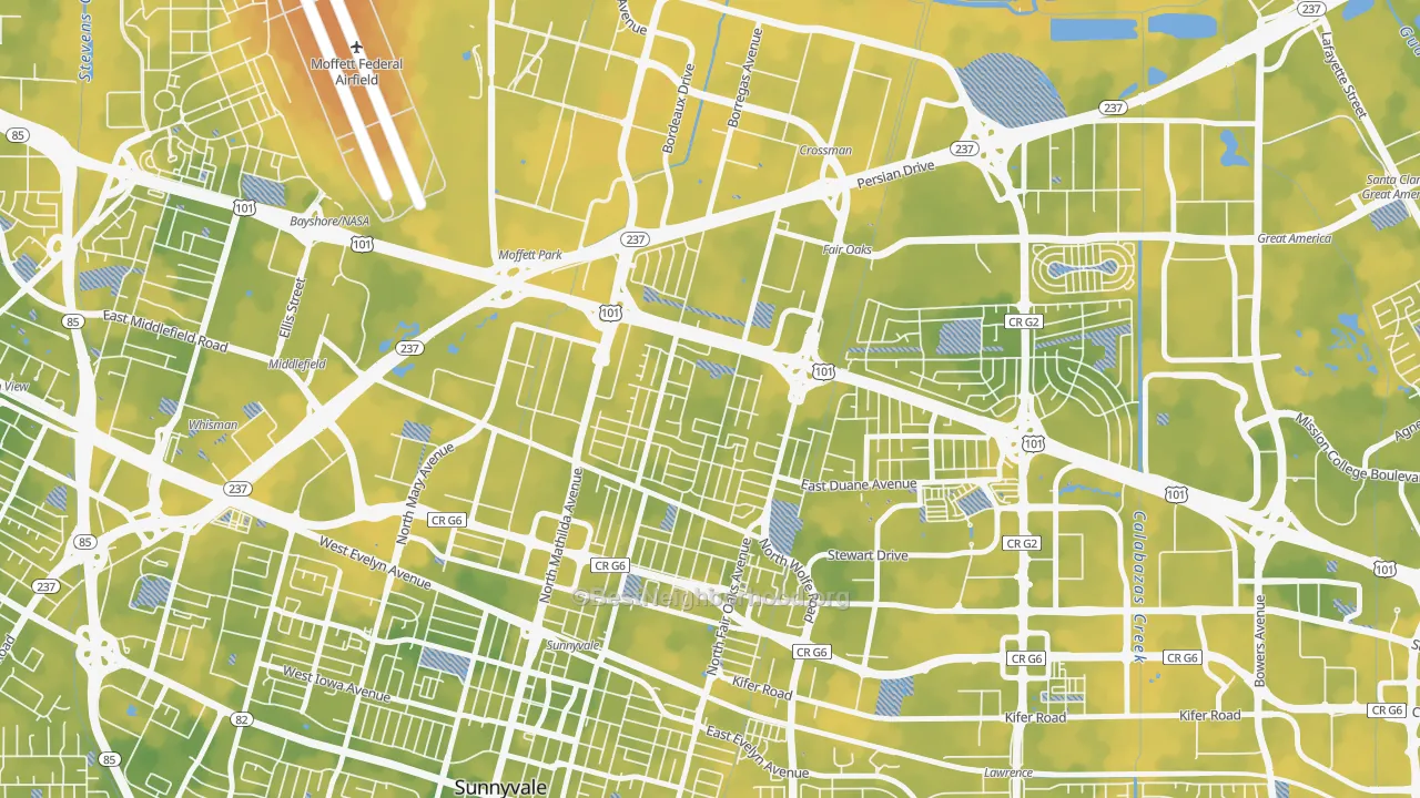 Bike Grade map of Snail, Sunnyvale, CA