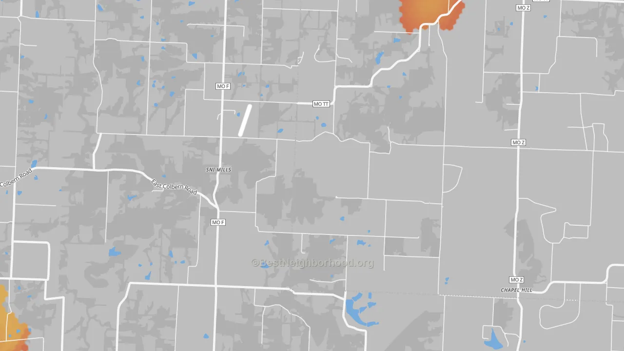 Bike Grade map of Sni Mills, MO