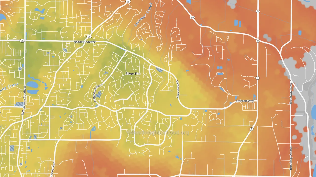 Bike Grade map of Snohomish Cascade, Silver Firs, WA