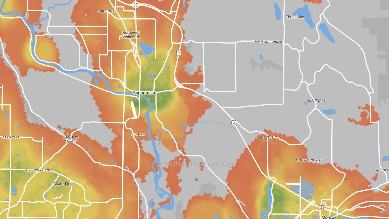 Bike Grade map of Snohomish, WA