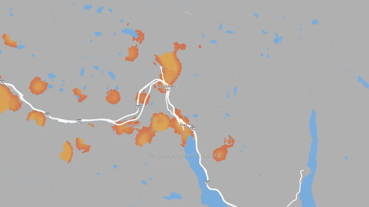 Bike Grade map of Snoqualmie Pass, WA