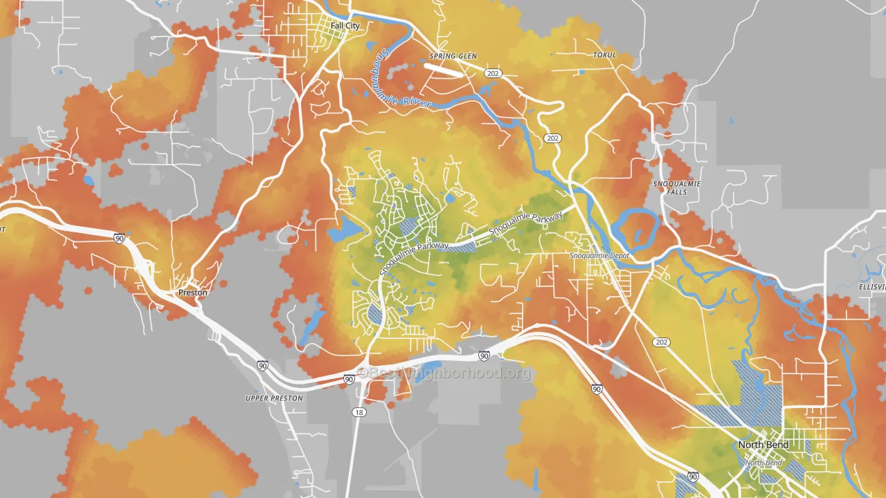 Bike Grade map of Snoqualmie, WA