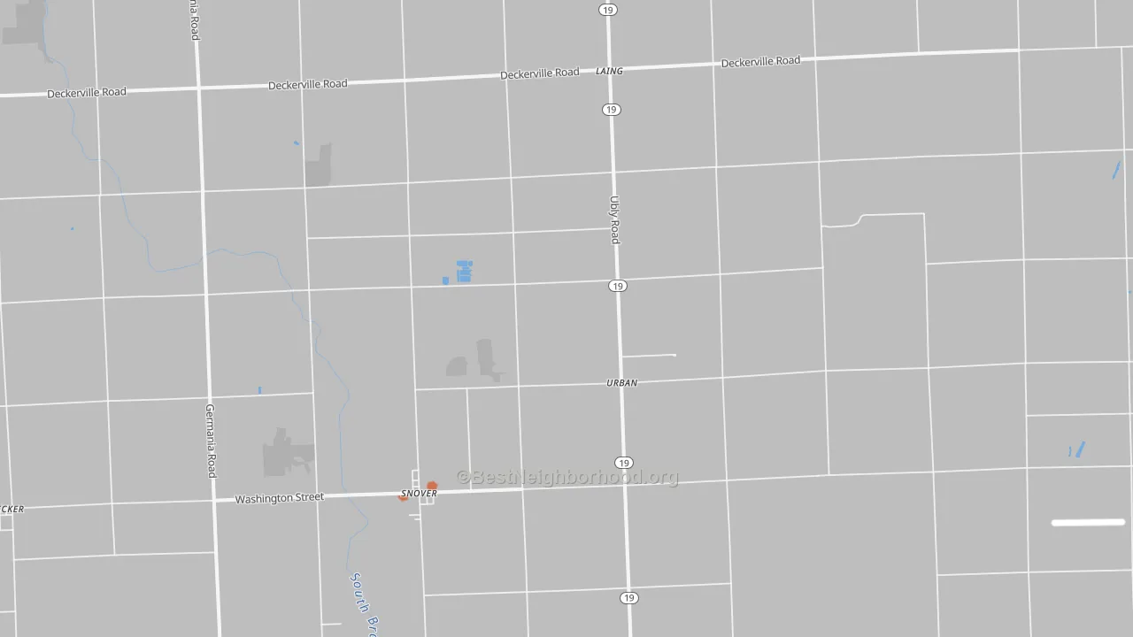 Bike Grade map of Snover, MI