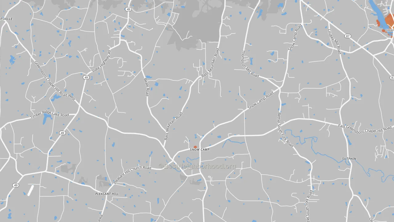 Bike Grade map of Snow Camp, NC