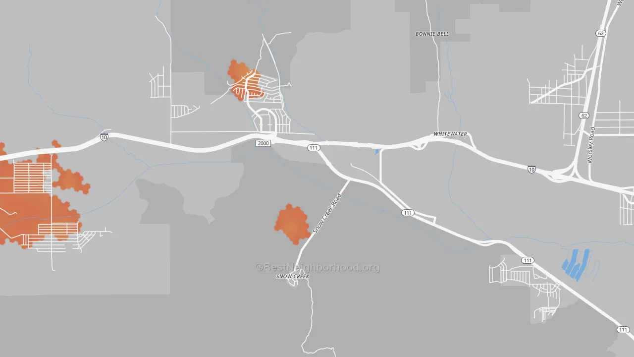 Bike Grade map of Snow Creek, CA