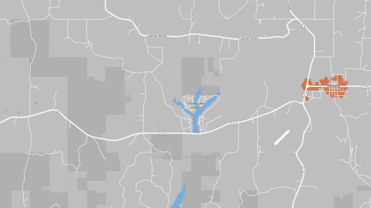 Bike Grade map of Snow Lake Shores, MS