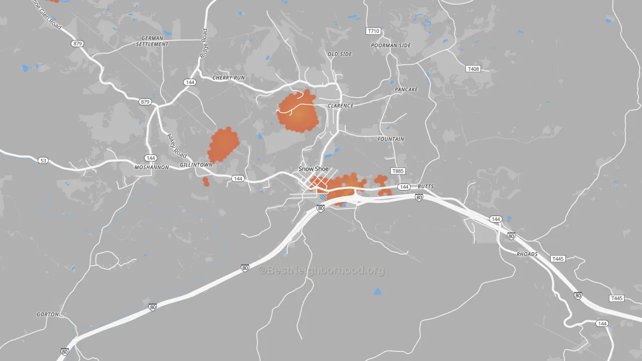 Bike Grade map of Snow Shoe, PA