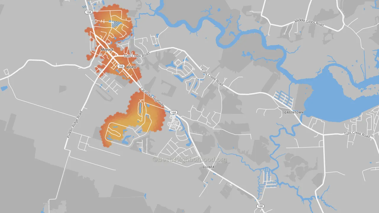 Bike Grade map of Snowden, NC