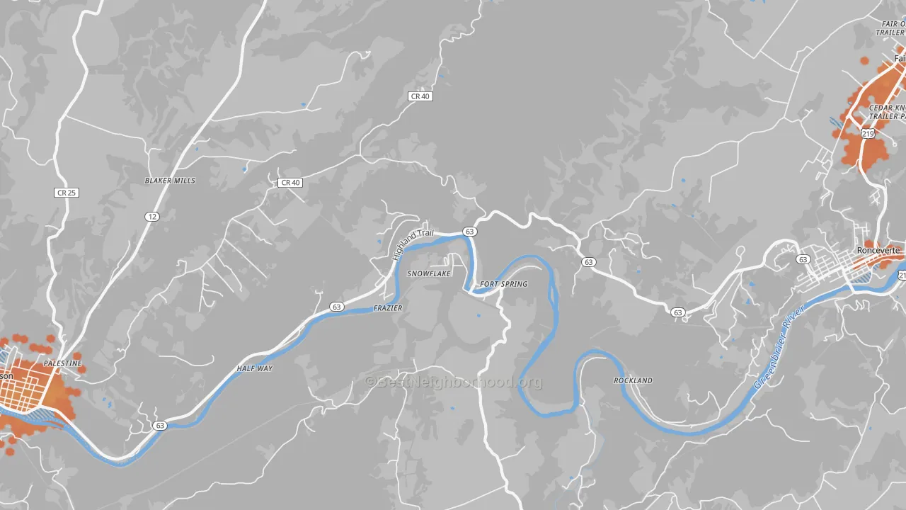 Bike Grade map of Snowflake, WV