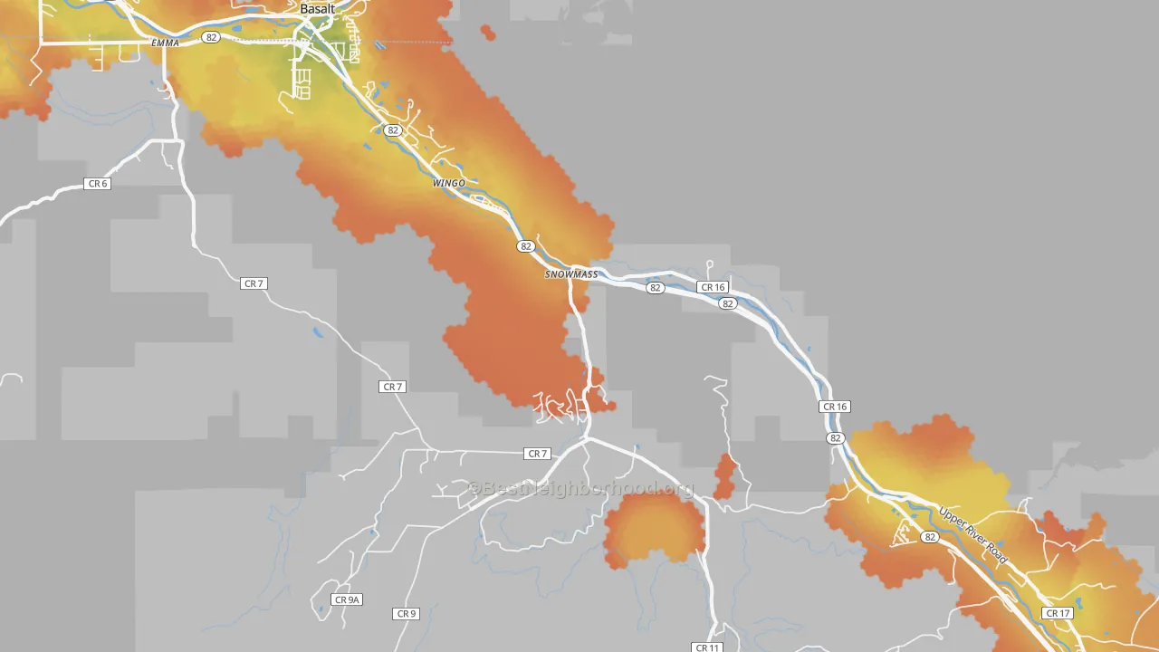 Bike Grade map of Snowmass, CO