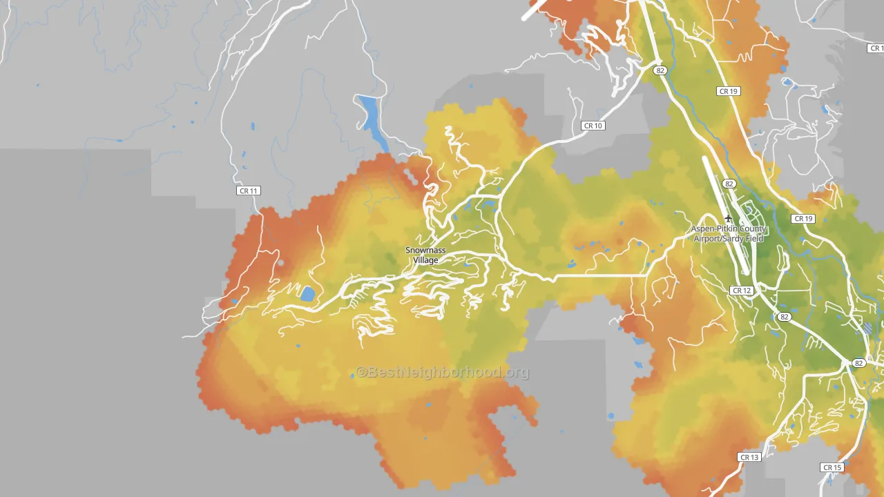 Bike Grade map of Snowmass Village, CO