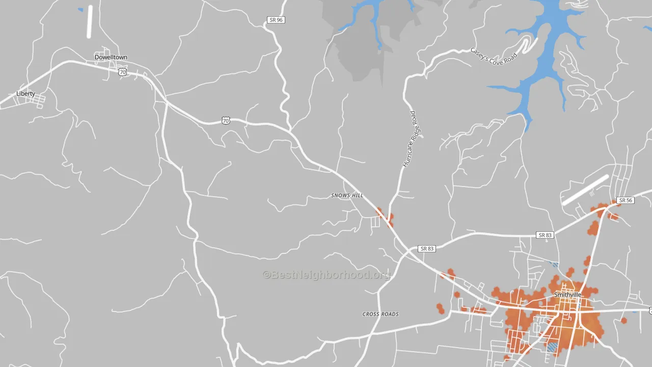 Bike Grade map of Snows Hill, TN