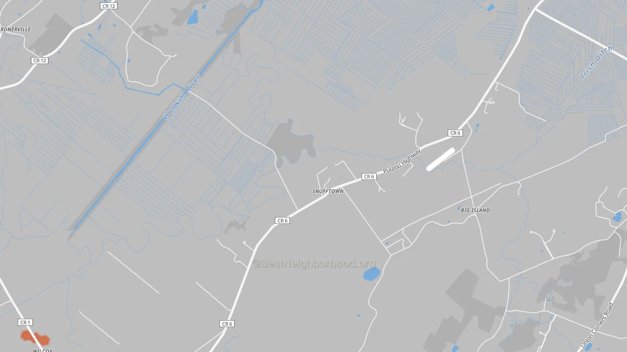 Bike Grade map of Snufftown, NY