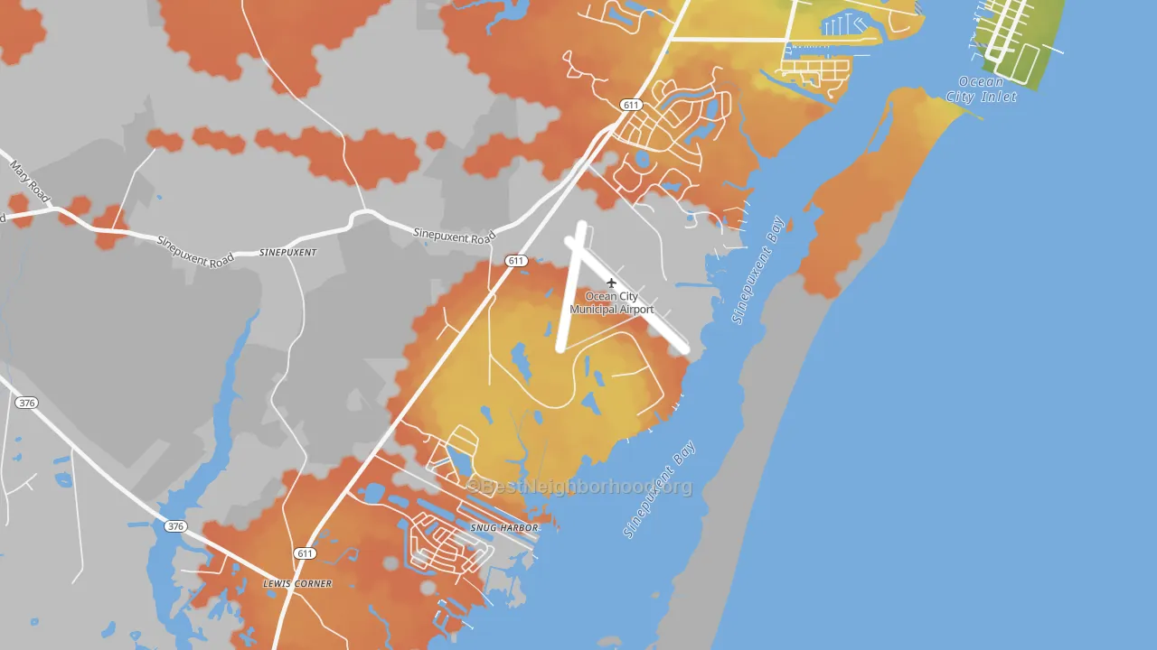 Bike Grade map of Snug Harbor, MD