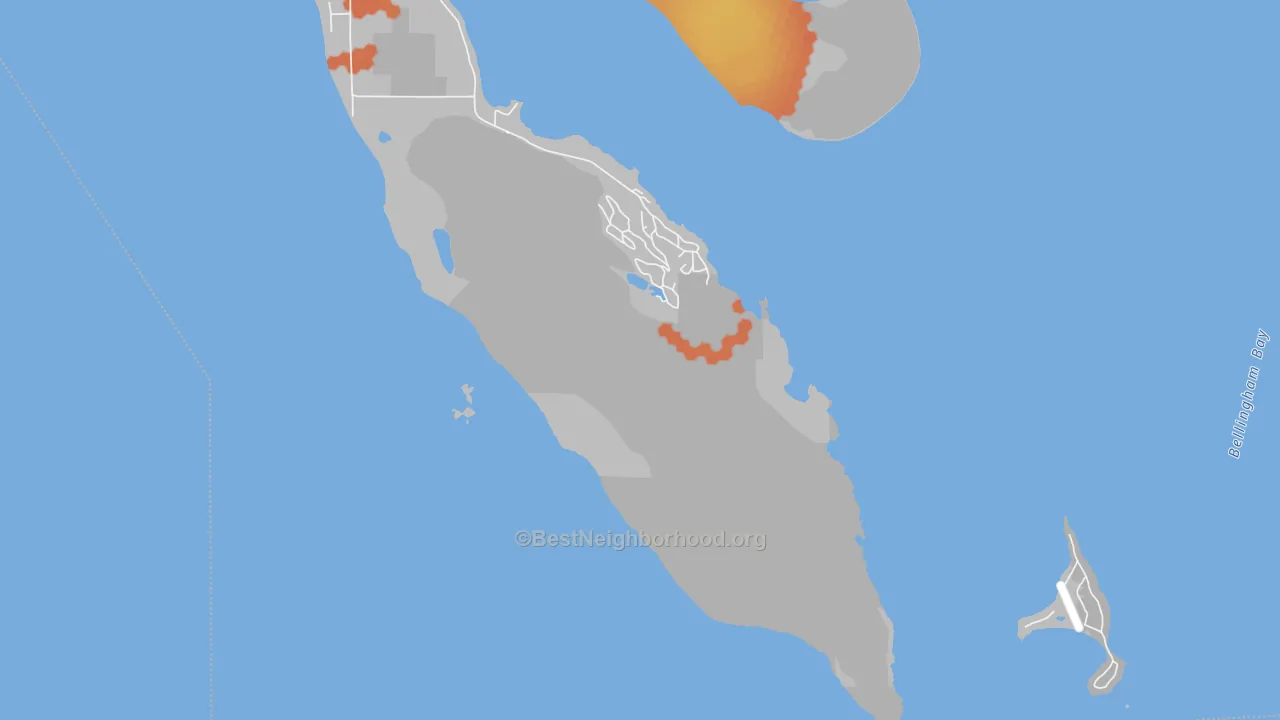 Bike Grade map of Snug Harbor, WA