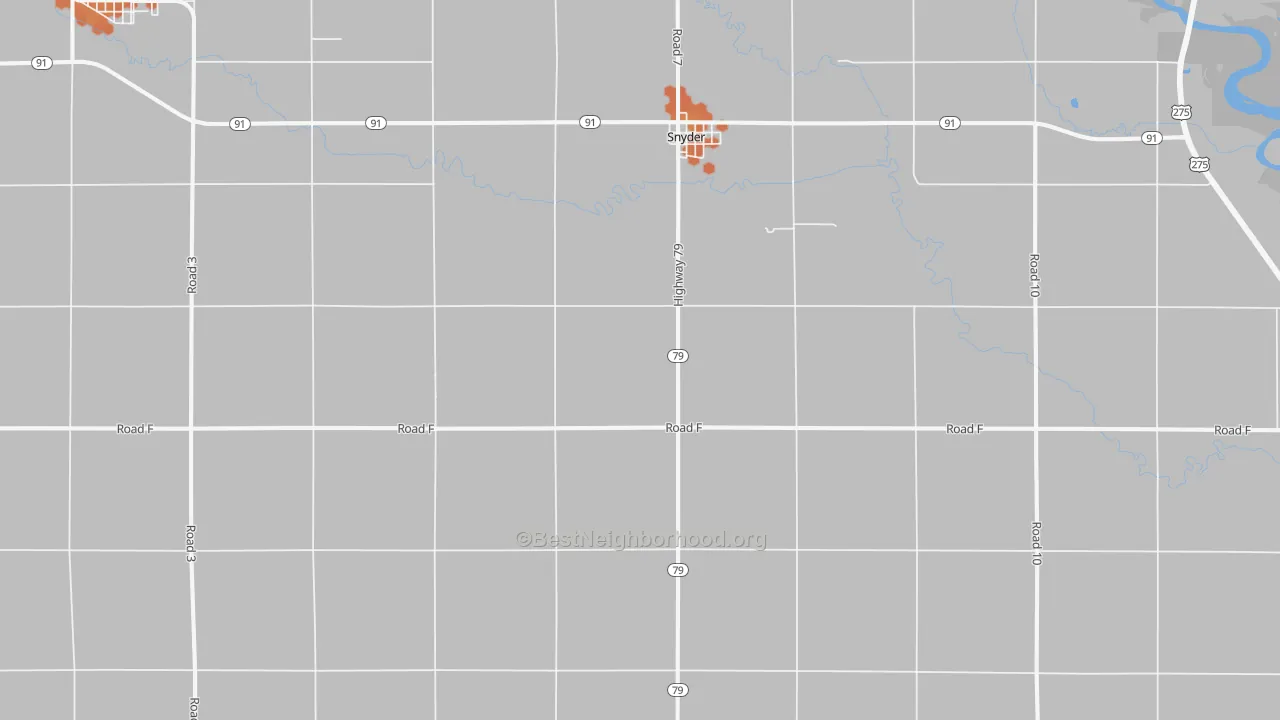 Bike Grade map of Snyder, NE