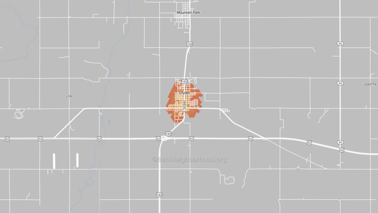 Bike Grade map of Snyder, OK