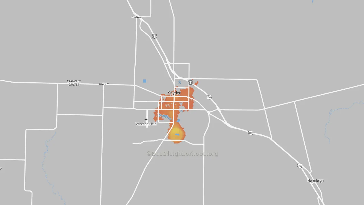 Bike Grade map of Snyder, TX