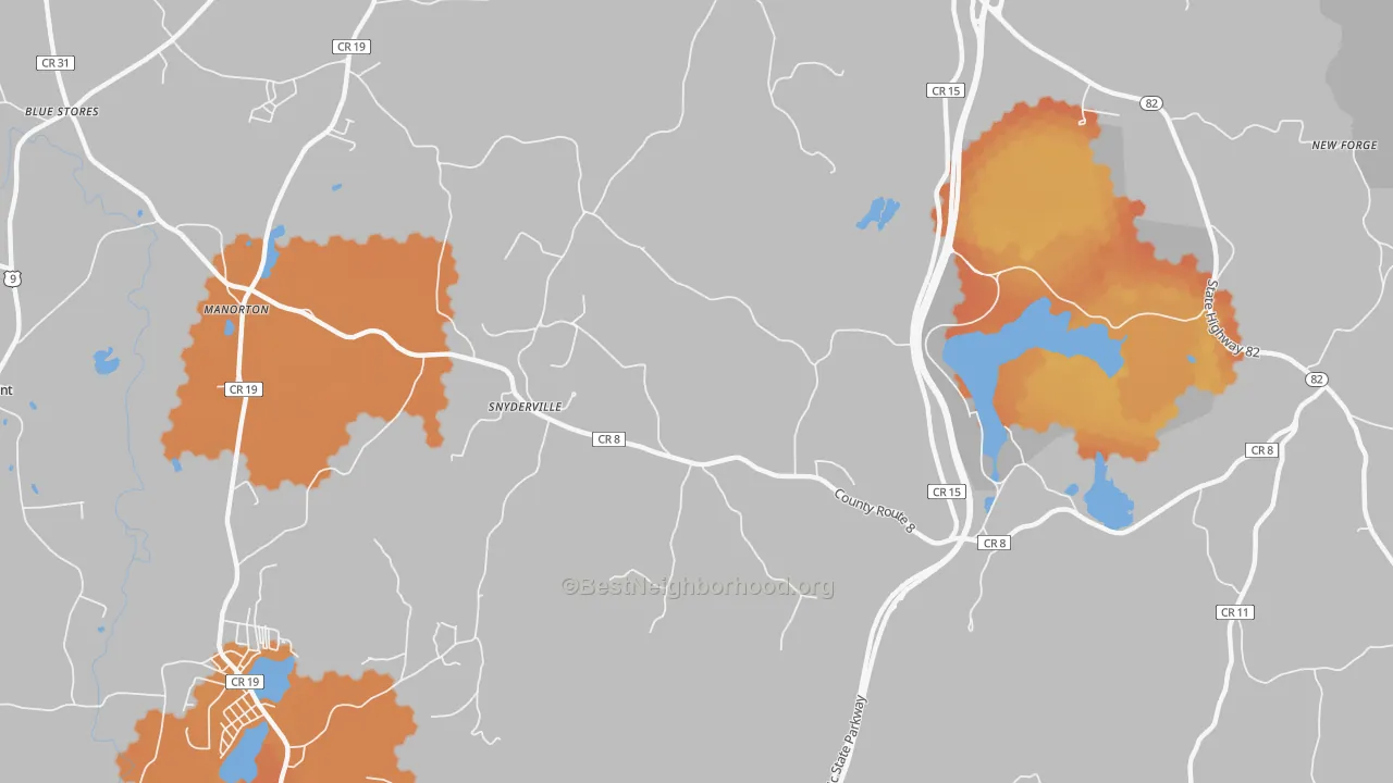 Bike Grade map of Snyderville, NY