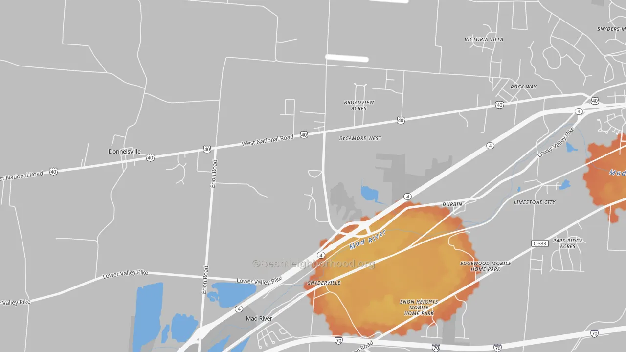 Bike Grade map of Snyderville, OH