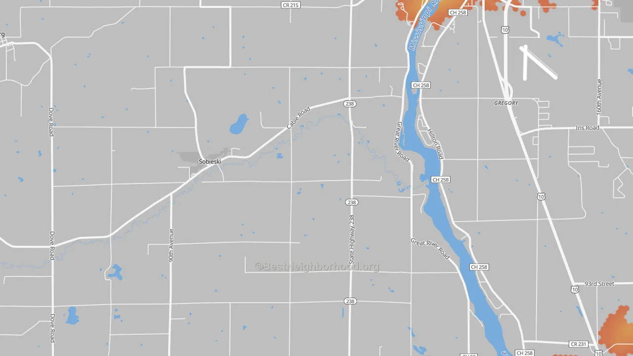 Bike Grade map of Sobieski, MN
