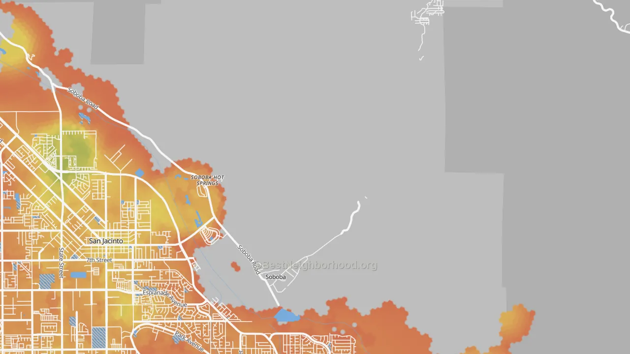 Bike Grade map of Soboba Hot Springs, CA