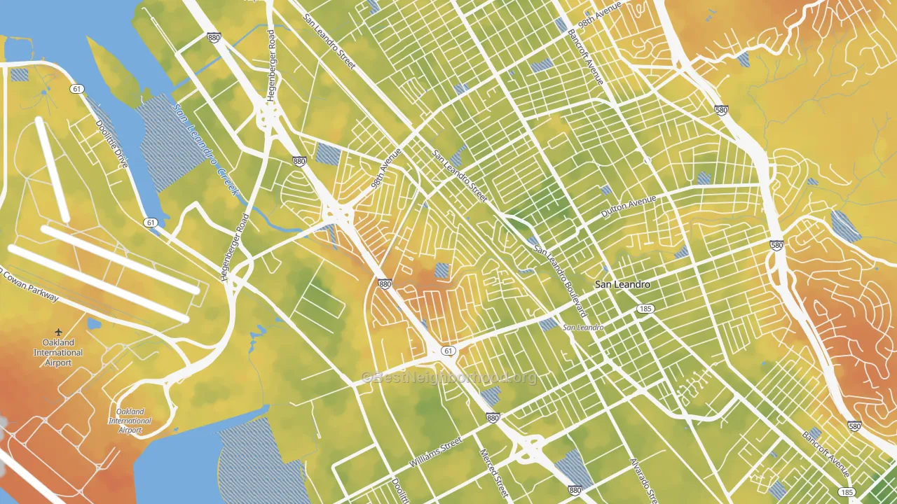 Bike Grade map of Sobrante Park, Oakland, CA