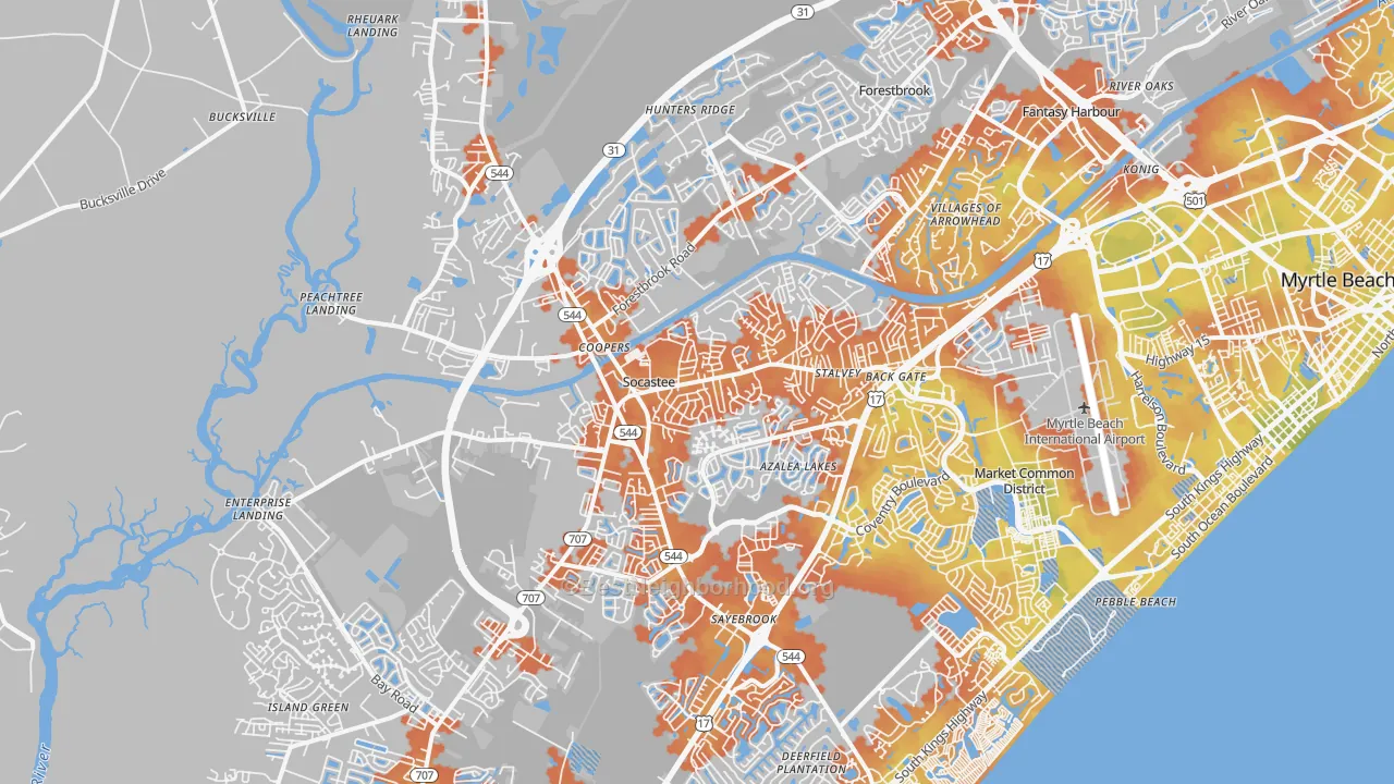 Bike Grade map of Socastee, SC