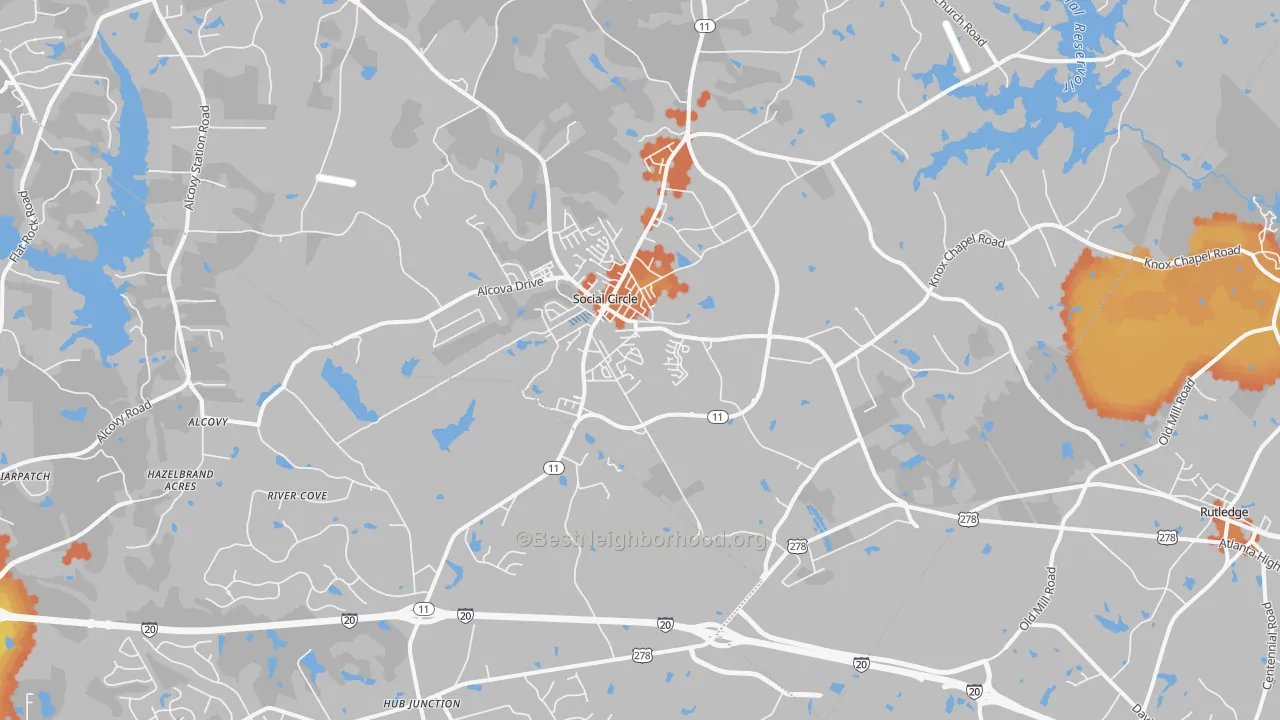Bike Grade map of Social Circle, GA