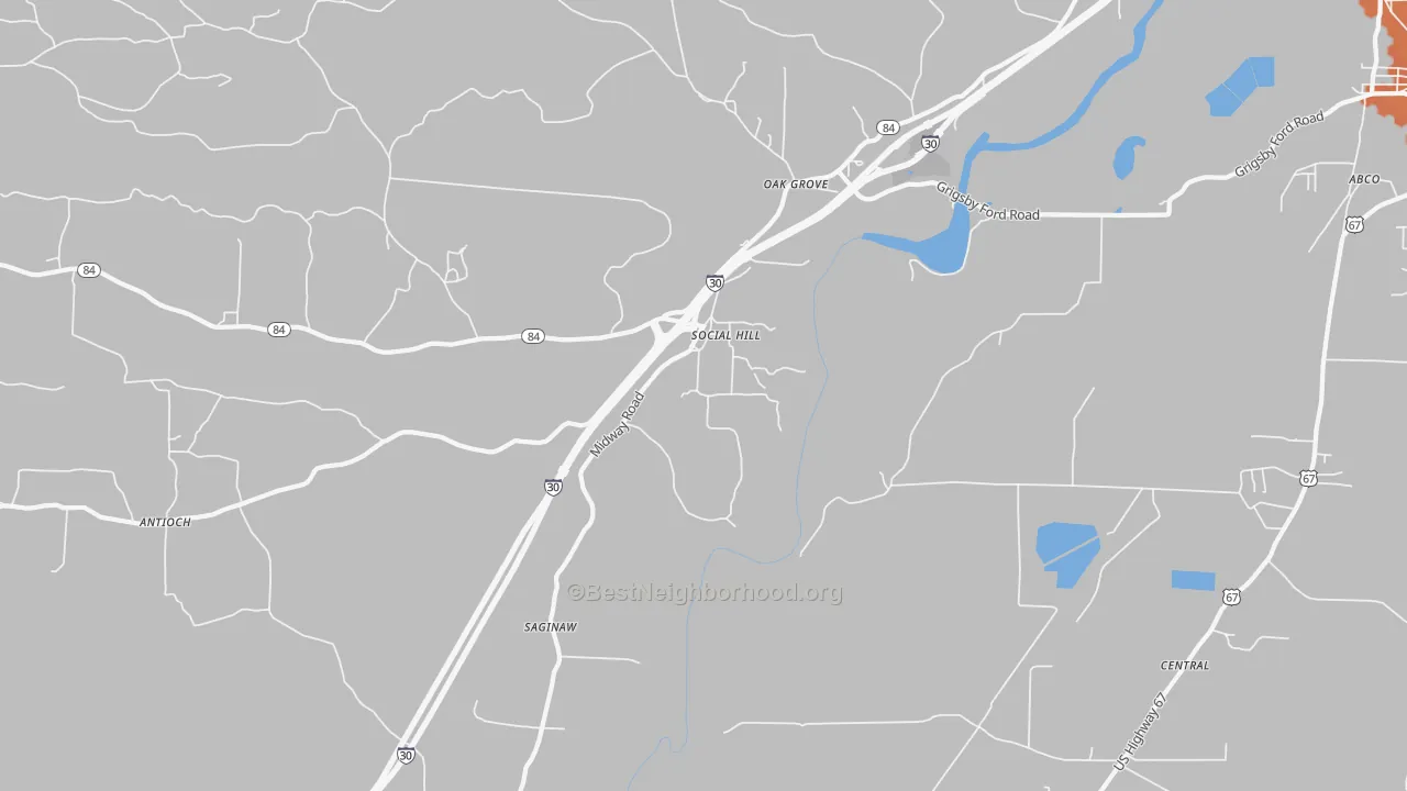 Bike Grade map of Social Hill, AR