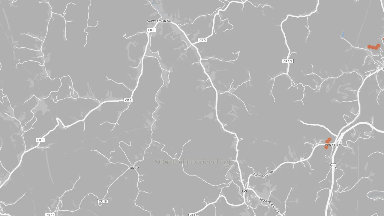 Bike Grade map of Sod, WV