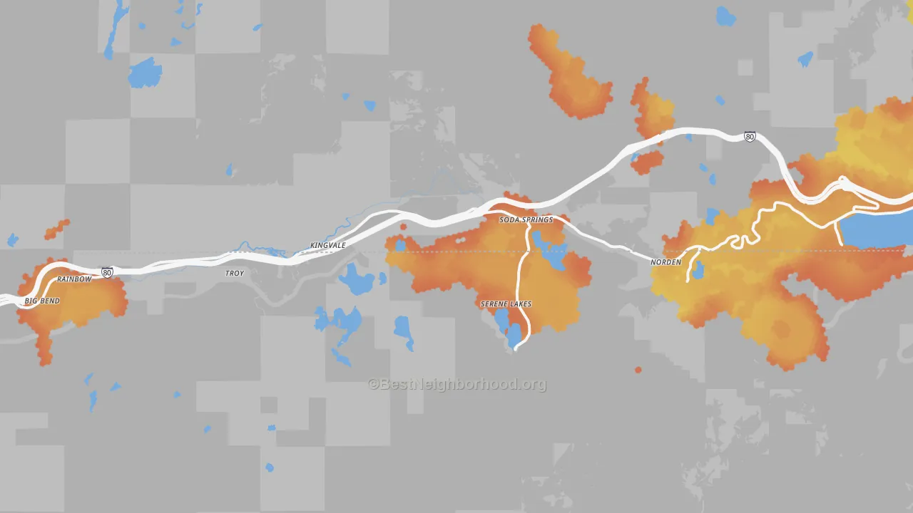 Bike Grade map of Soda Springs, CA