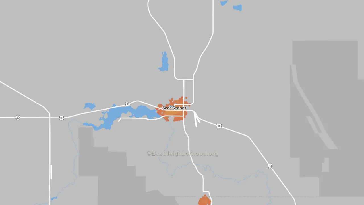 Bike Grade map of Soda Springs, ID