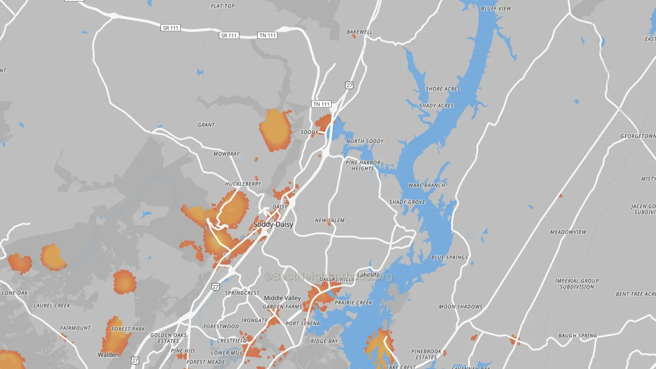 Bike Grade map of Soddy-Daisy, TN