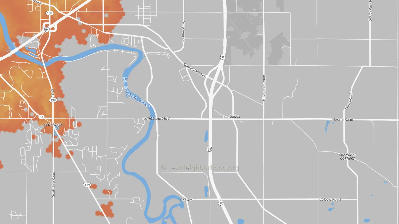 Bike Grade map of Sodus, MI