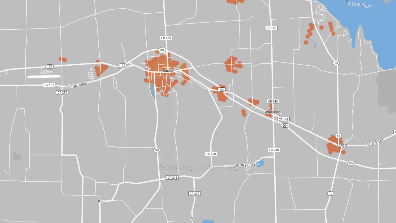 Bike Grade map of Sodus, NY