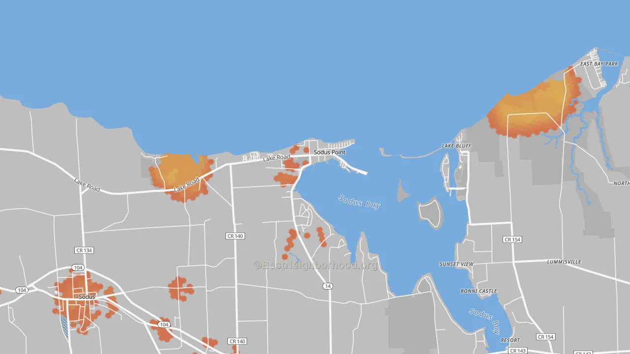 Bike Grade map of Sodus Point, NY